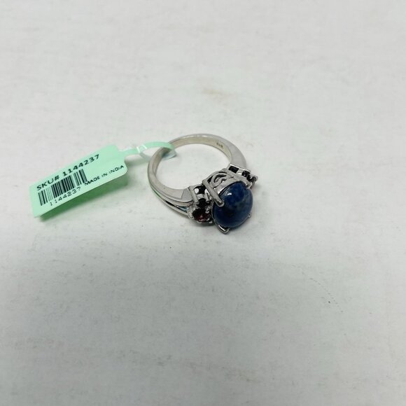 Karis Oval Sodalite Mozambique Garnet Ring Size 8 in Platinum Bond Brass 5018 - Picture 5 of 7